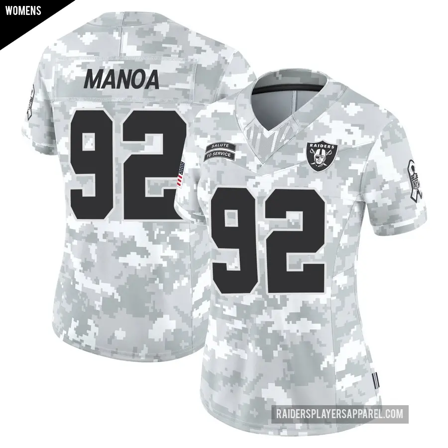 Women's Las Vegas Raiders ＃92 Tyler Manoa Arctic Camo Limited 2024 Salute to Service Jersey