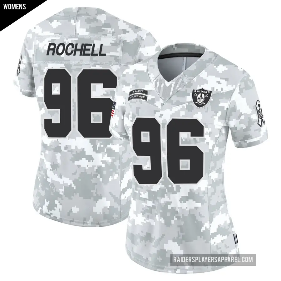 Women's Las Vegas Raiders ＃96 Isaac Rochell Arctic Camo Limited 2024 Salute to Service Jersey