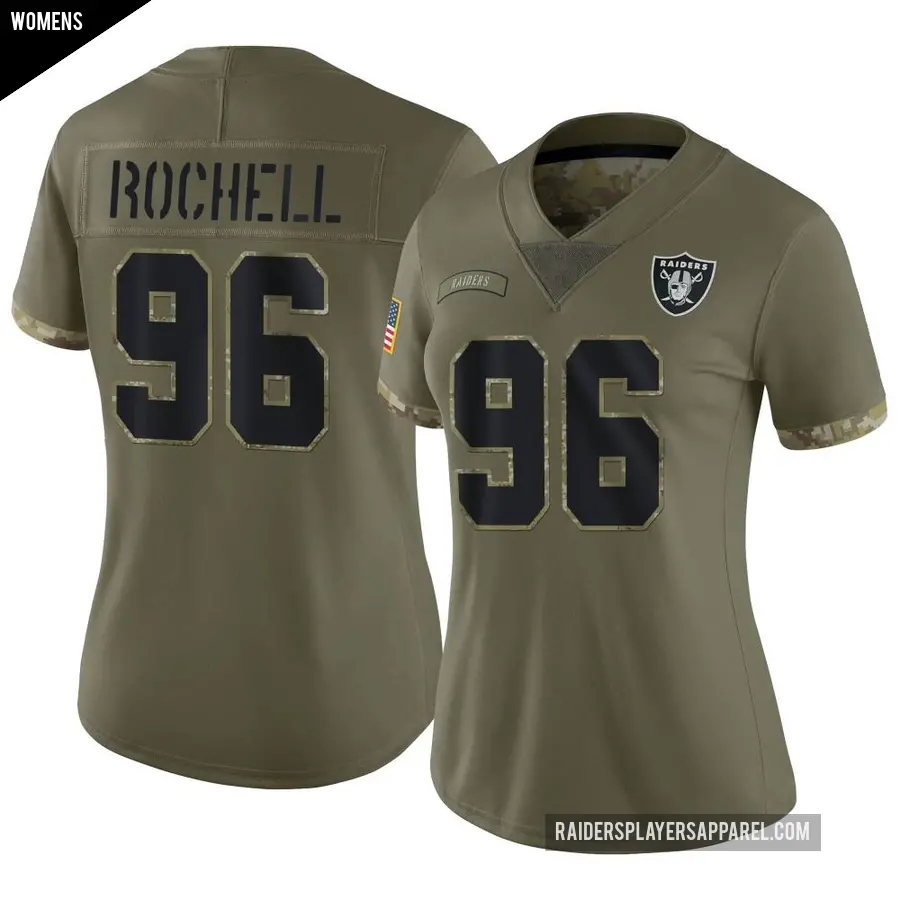 Women's Las Vegas Raiders ＃96 Isaac Rochell Olive Limited 2022 Salute To Service Jersey