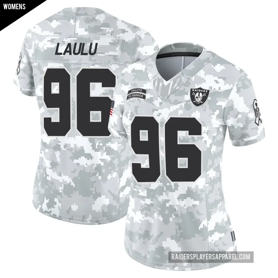 Women's Las Vegas Raiders ＃96 Jonah Laulu Arctic Camo Limited 2024 Salute to Service Jersey