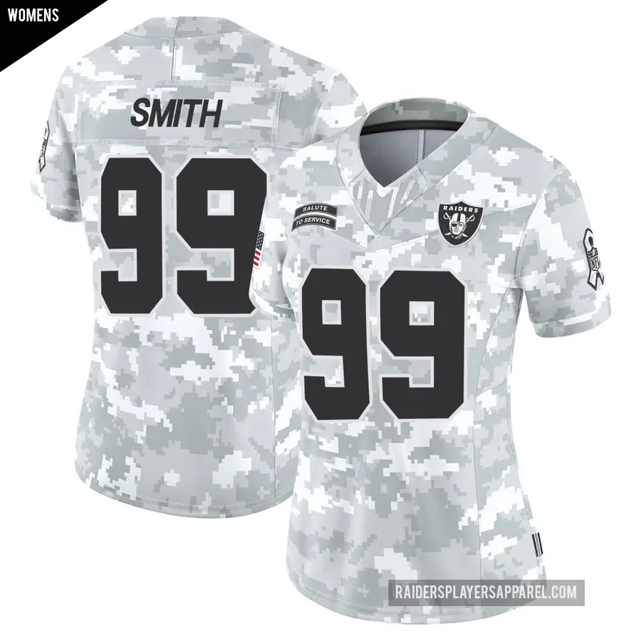 Women's Las Vegas Raiders ＃99 Aldon Smith Arctic Camo Limited 2024 Salute to Service Jersey