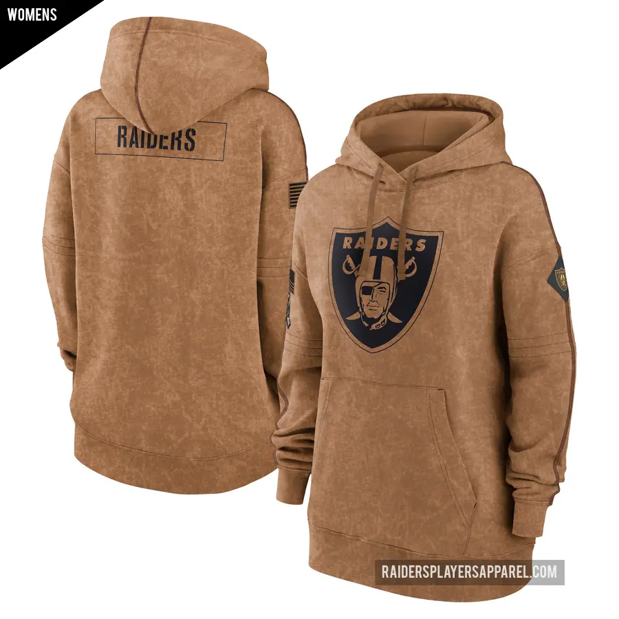 Women's Las Vegas Raiders Brown 2023 Salute to Service Pullover Hoodie