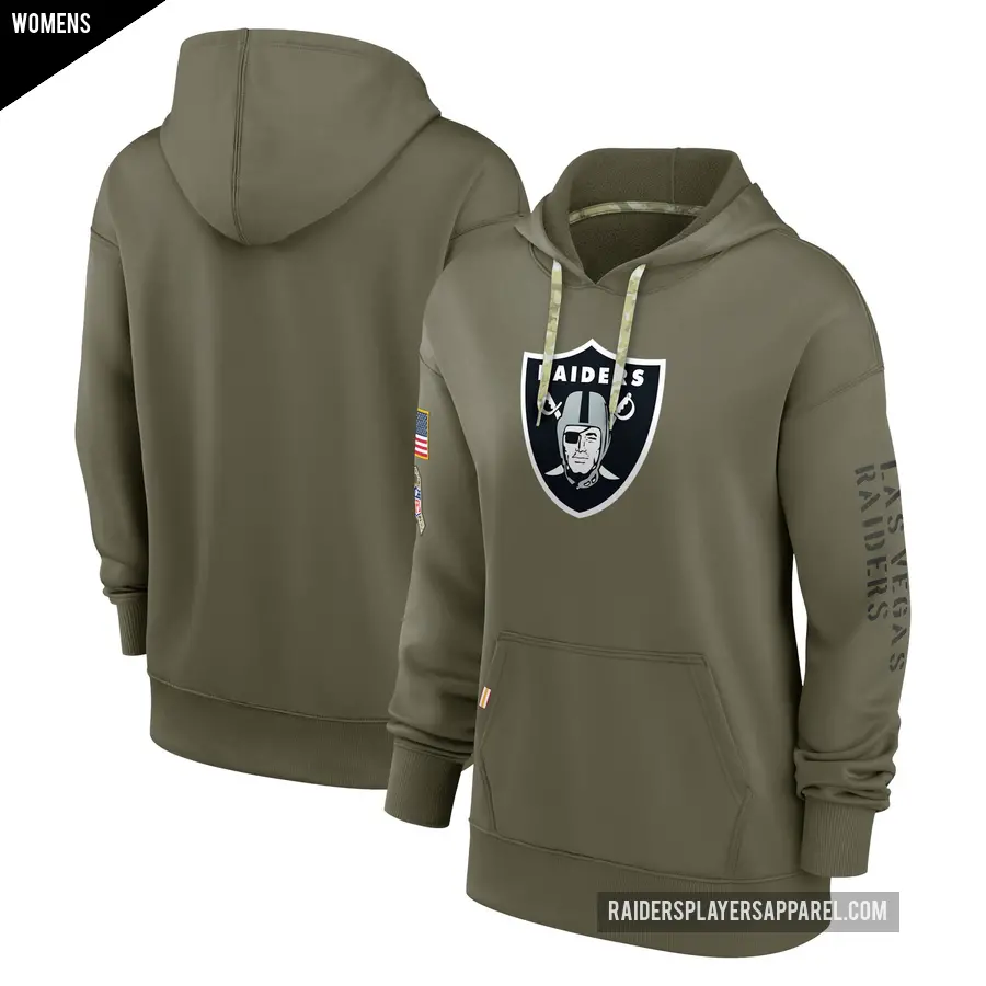 Women's Las Vegas Raiders Olive 2022 Salute to Service Performance Pullover Hoodie