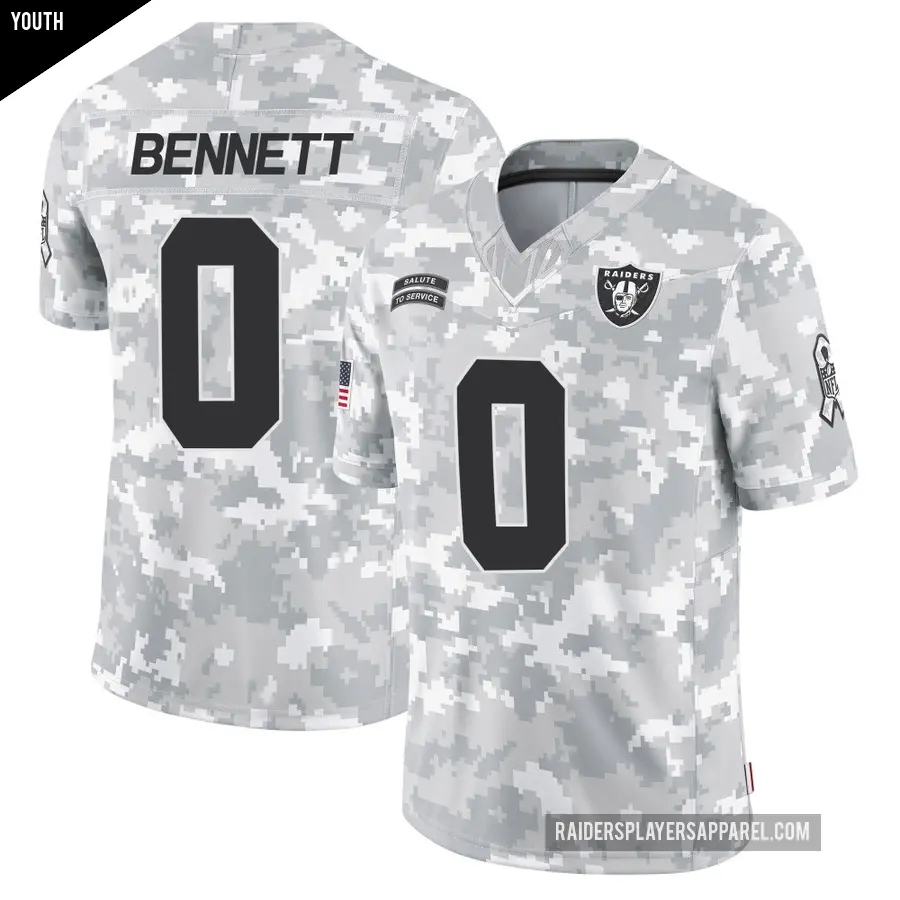 Youth Las Vegas Raiders ＃0 Jakorian Bennett Arctic Camo Limited 2024 Salute to Service Jersey