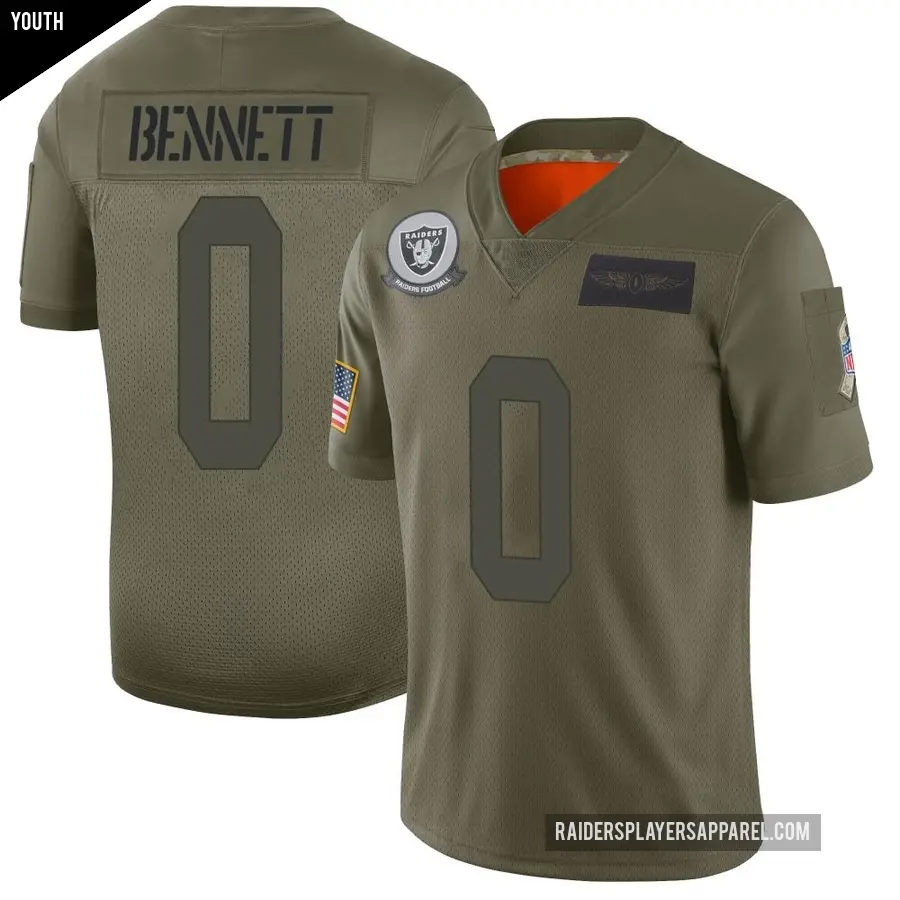 Youth Las Vegas Raiders ＃0 Jakorian Bennett Camo Limited 2019 Salute to Service Jersey