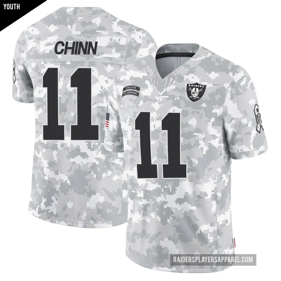 Youth Las Vegas Raiders ＃11 Jeremy Chinn Arctic Camo Limited 2024 Salute to Service Jersey