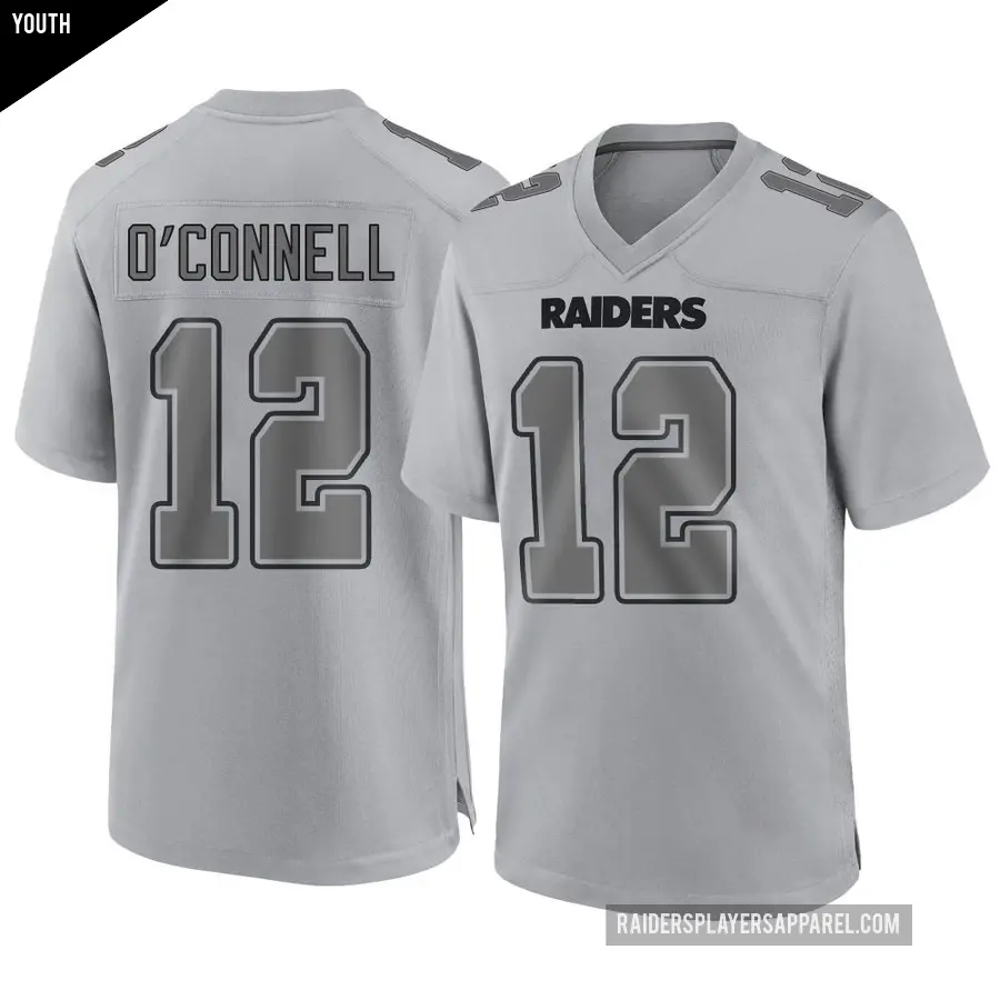 Youth Las Vegas Raiders ＃12 Aidan O'Connell Gray Game Atmosphere Fashion Jersey