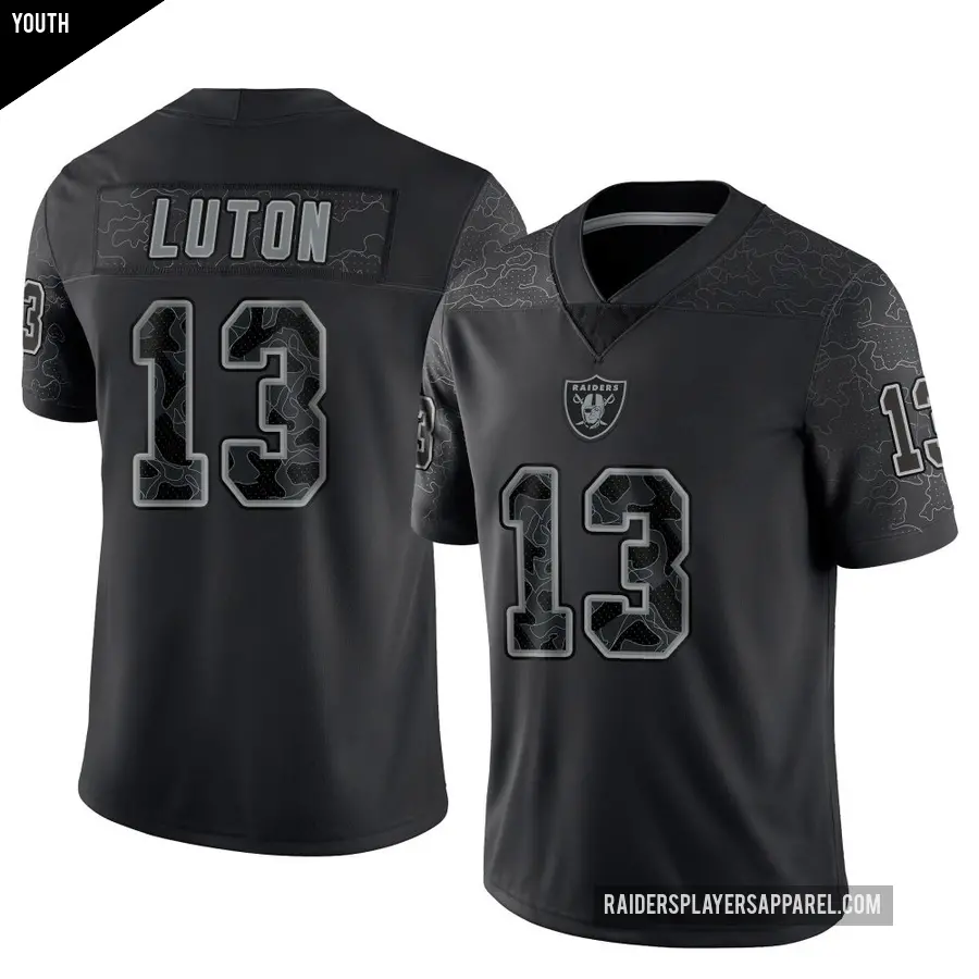Youth Las Vegas Raiders ＃13 Jake Luton Black Limited Reflective Jersey