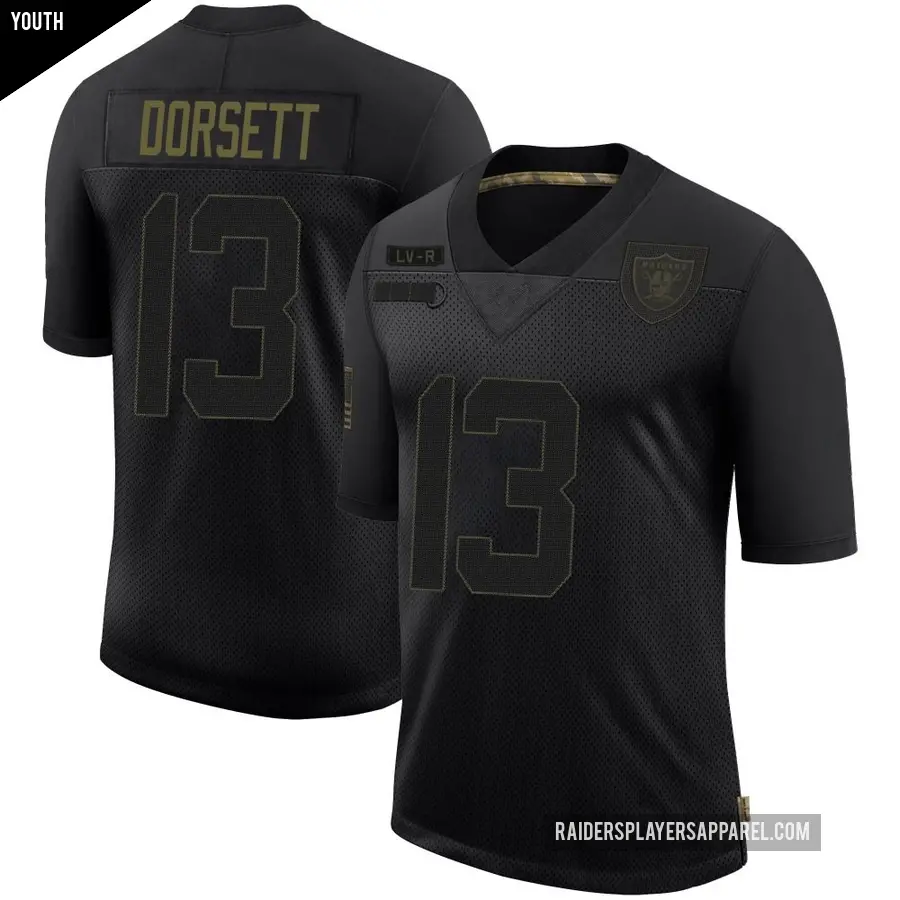 Youth Las Vegas Raiders ＃13 Phillip Dorsett Black Limited 2020 Salute To Service Jersey