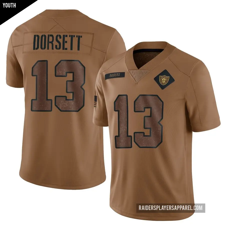 Youth Las Vegas Raiders ＃13 Phillip Dorsett Brown Limited 2023 Salute To Service Jersey