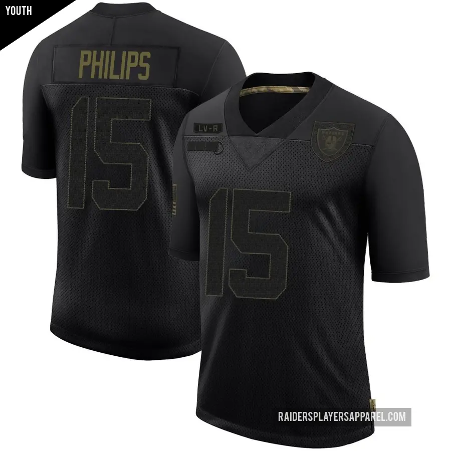 Youth Las Vegas Raiders ＃15 Kyle Philips Black Limited 2020 Salute To Service Jersey