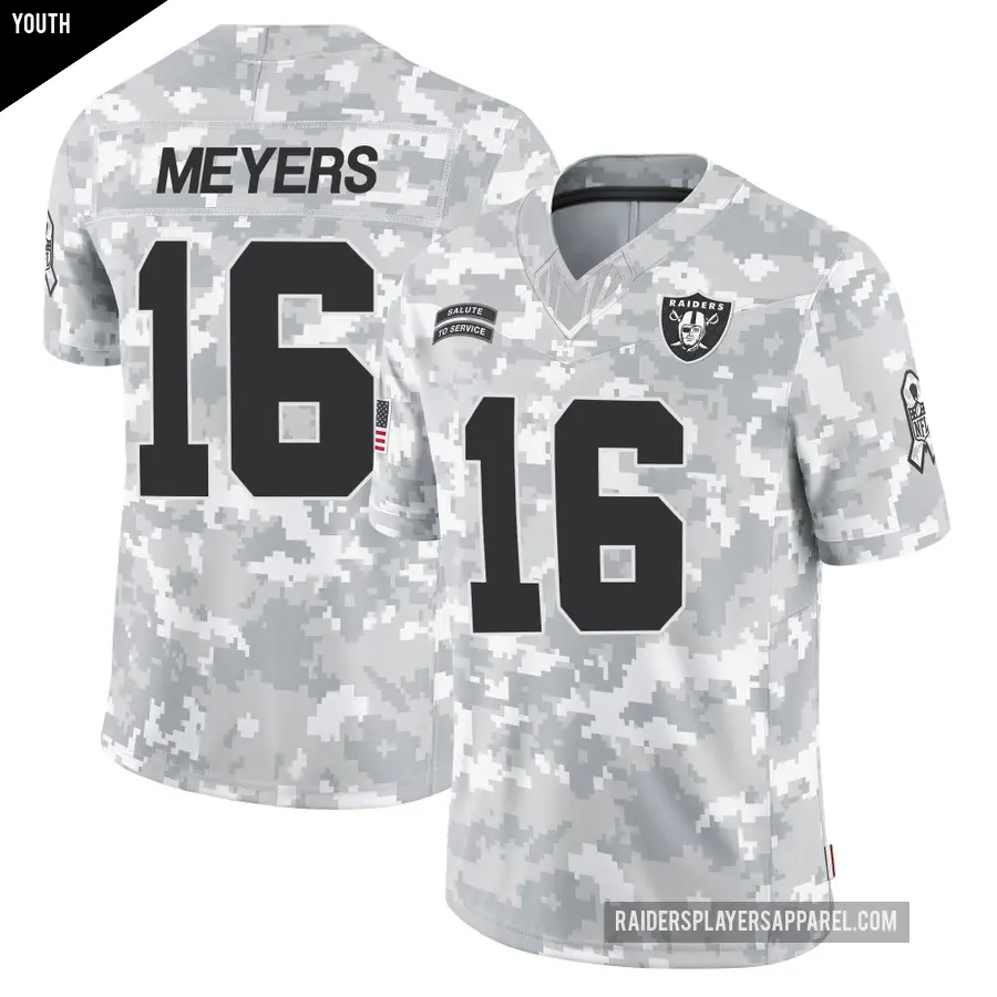 Youth Las Vegas Raiders ＃16 Jakobi Meyers Arctic Camo Limited 2024 Salute to Service Jersey