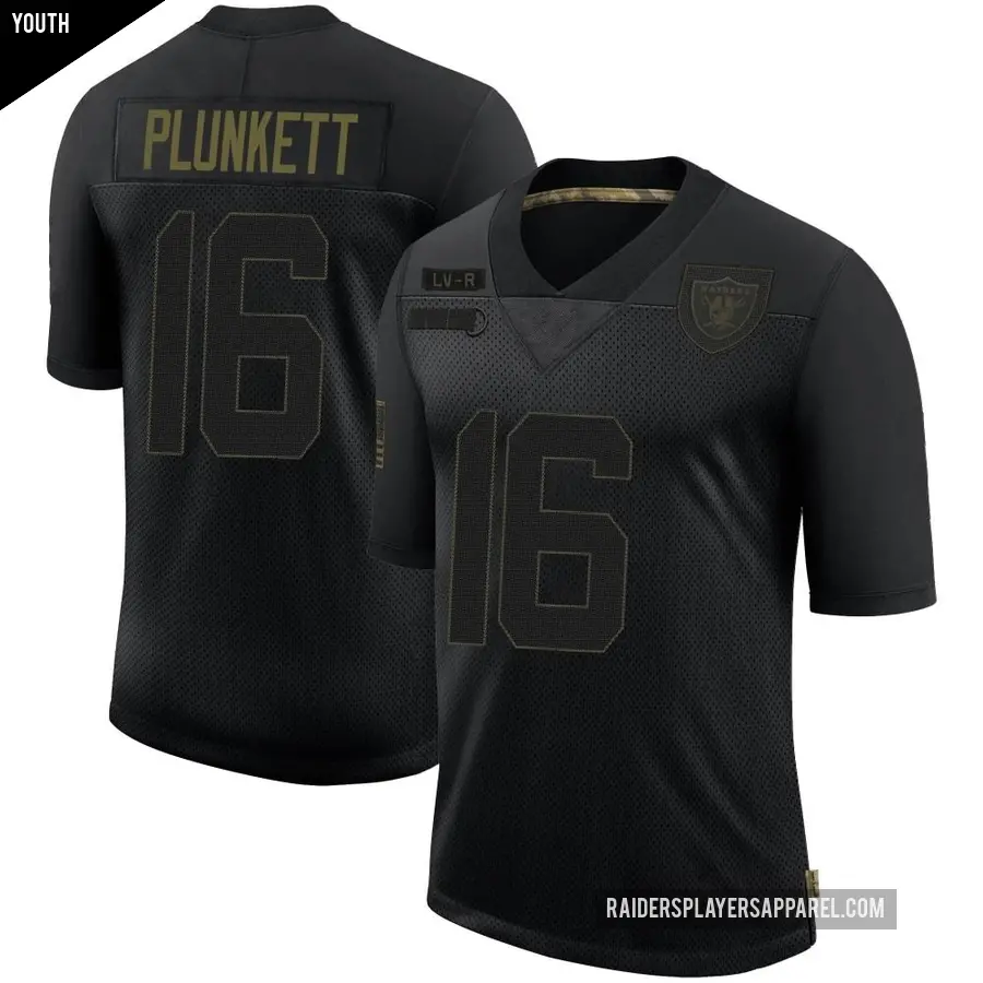 Youth Las Vegas Raiders ＃16 Jim Plunkett Black Limited 2020 Salute To Service Jersey