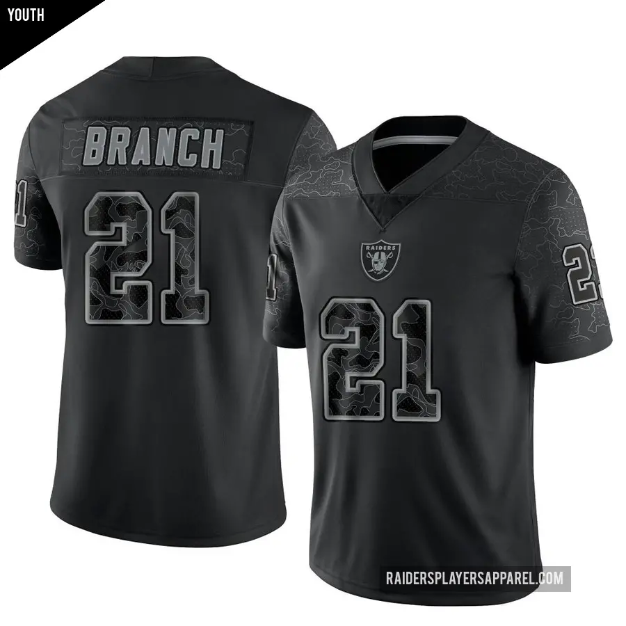 Youth Las Vegas Raiders ＃21 Cliff Branch Black Limited Reflective Jersey
