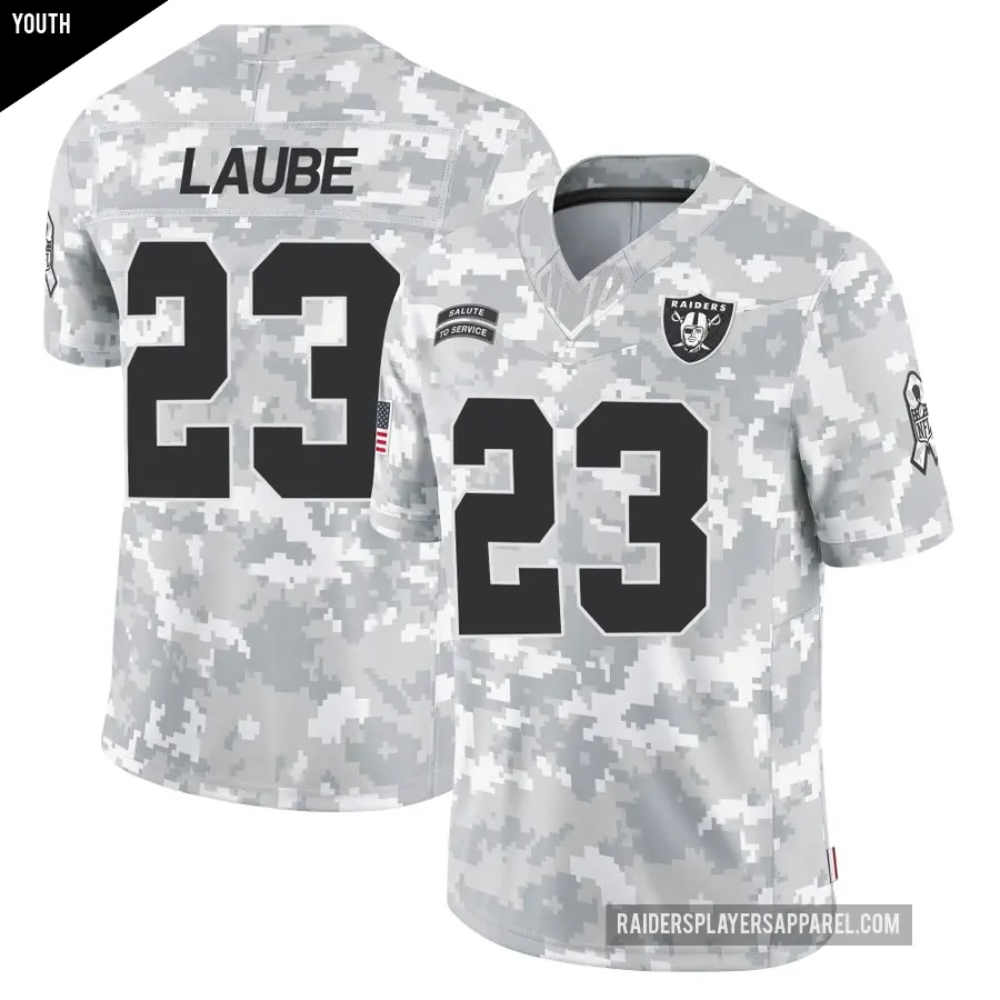 Youth Las Vegas Raiders ＃23 Dylan Laube Arctic Camo Limited 2024 Salute to Service Jersey