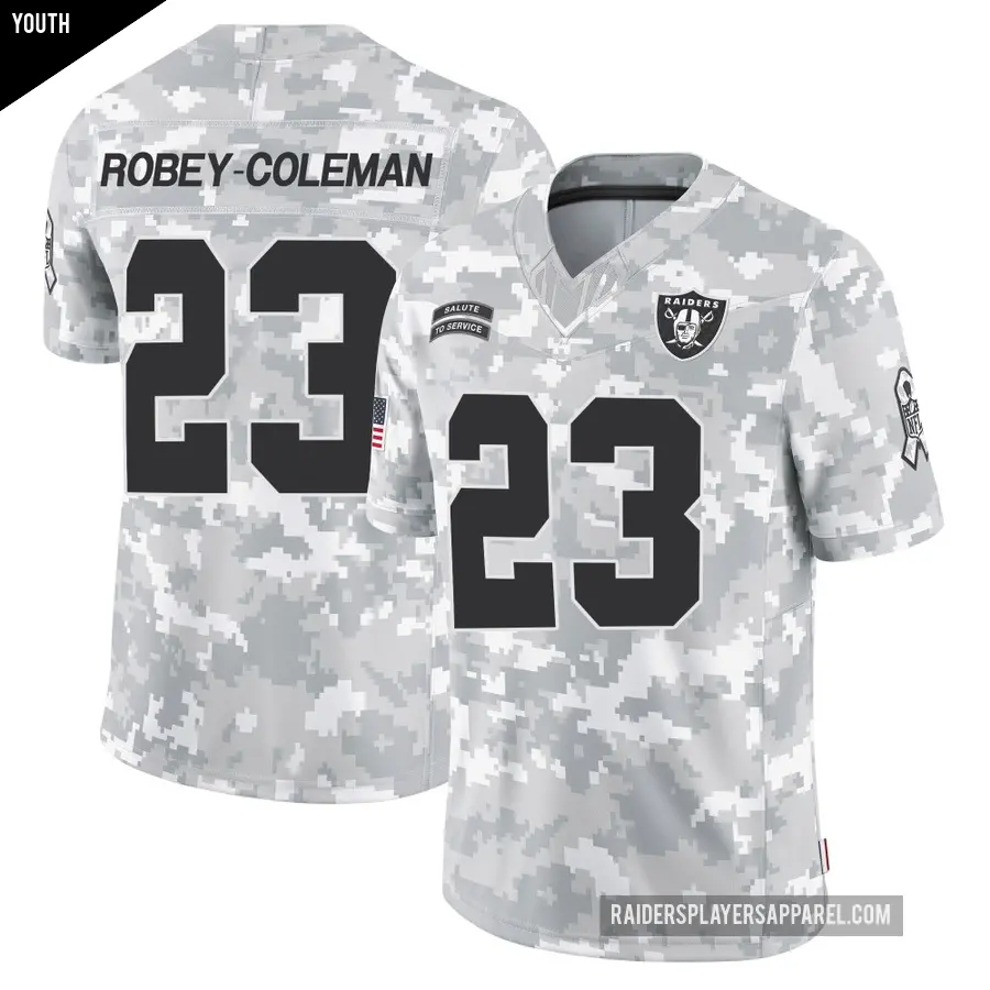 Youth Las Vegas Raiders ＃23 Nickell Robey-Coleman Arctic Camo Limited 2024 Salute to Service Jersey