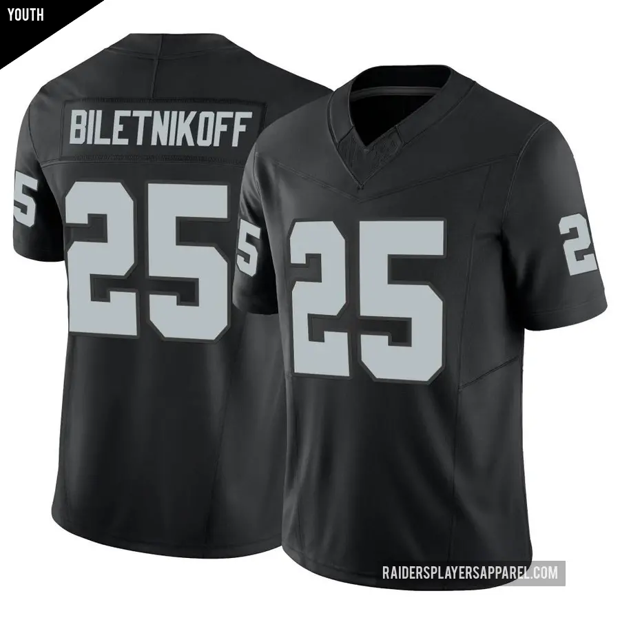 Youth Las Vegas Raiders ＃25 Fred Biletnikoff Black Limited Vapor F.U.S.E. Jersey
