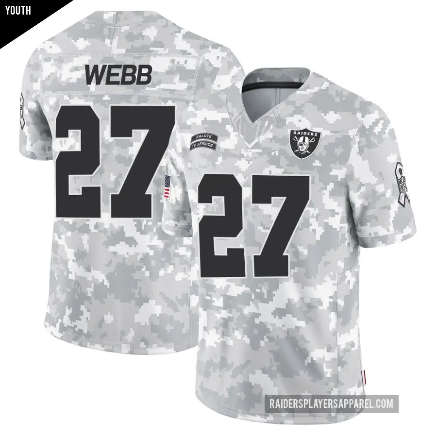 Youth Las Vegas Raiders ＃27 Sam Webb Arctic Camo Limited 2024 Salute to Service Jersey