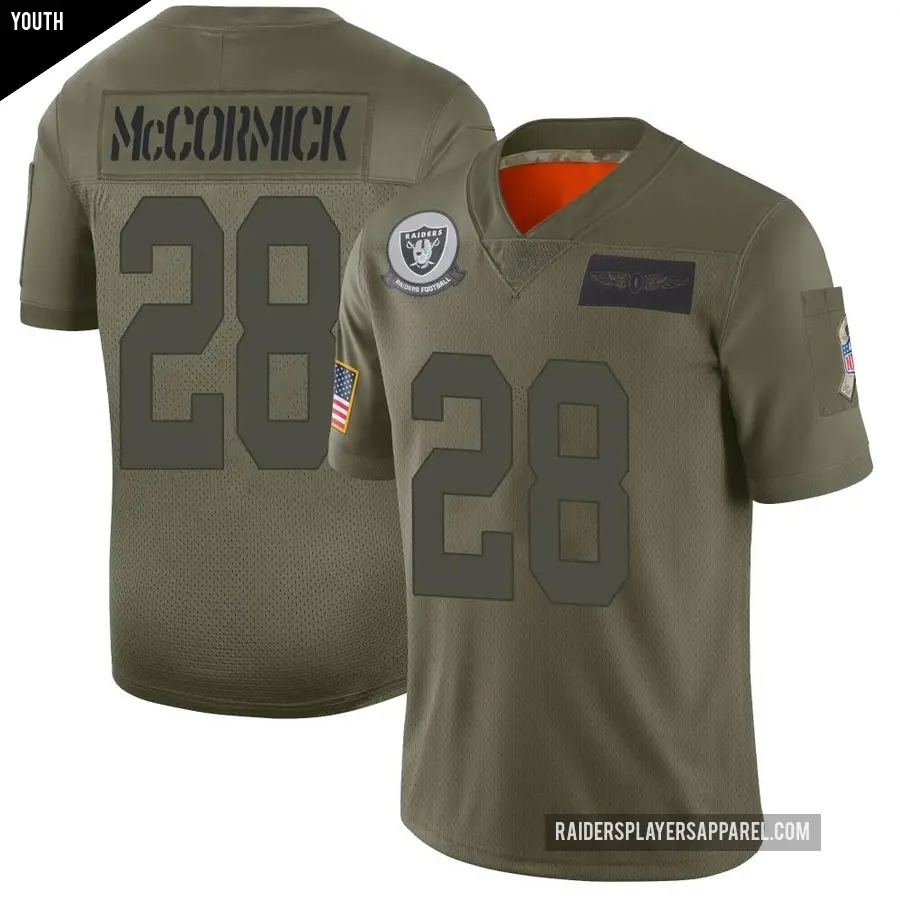 Youth Las Vegas Raiders ＃28 Sincere McCormick Camo Limited 2019 Salute to Service Jersey
