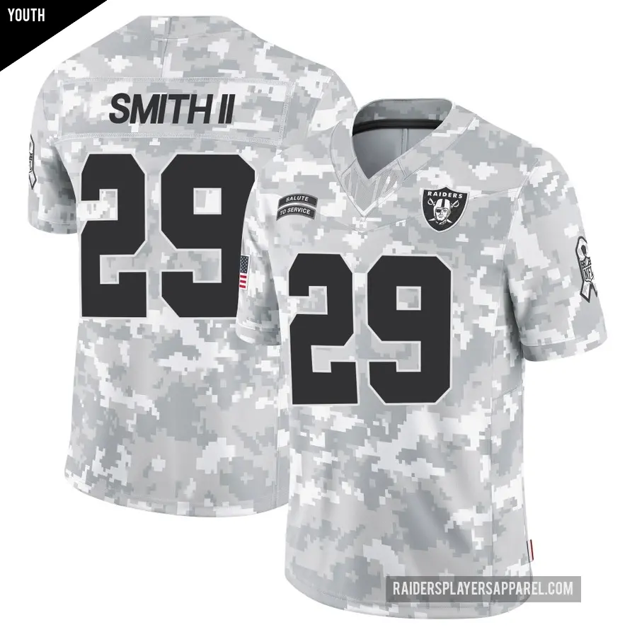 Youth Las Vegas Raiders ＃29 Chris Smith II Arctic Camo Limited 2024 Salute to Service Jersey