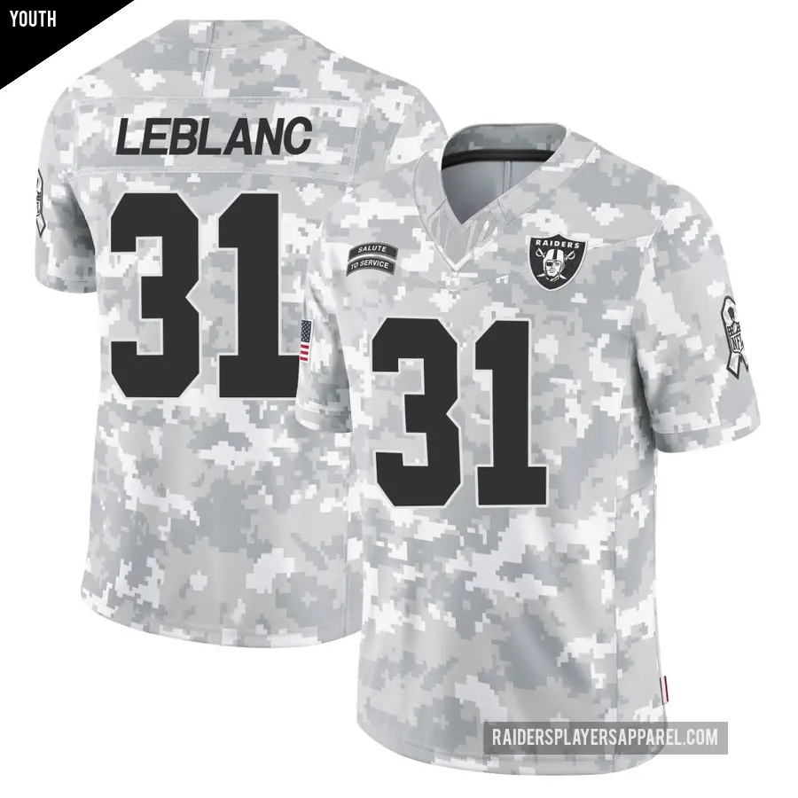 Youth Las Vegas Raiders ＃31 Cre'Von LeBlanc Arctic Camo Limited 2024 Salute to Service Jersey