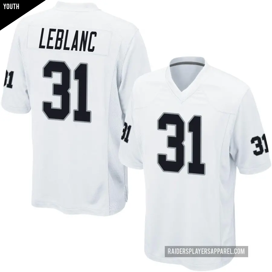 Youth Las Vegas Raiders ＃31 Cre'Von LeBlanc White Game Jersey