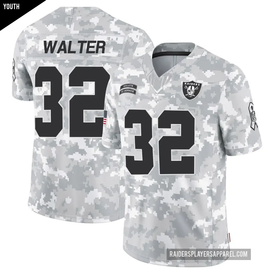 Youth Las Vegas Raiders ＃32 Austin Walter Arctic Camo Limited 2024 Salute to Service Jersey
