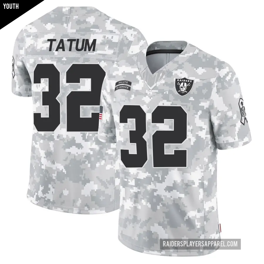 Youth Las Vegas Raiders ＃32 Jack Tatum Arctic Camo Limited 2024 Salute to Service Jersey