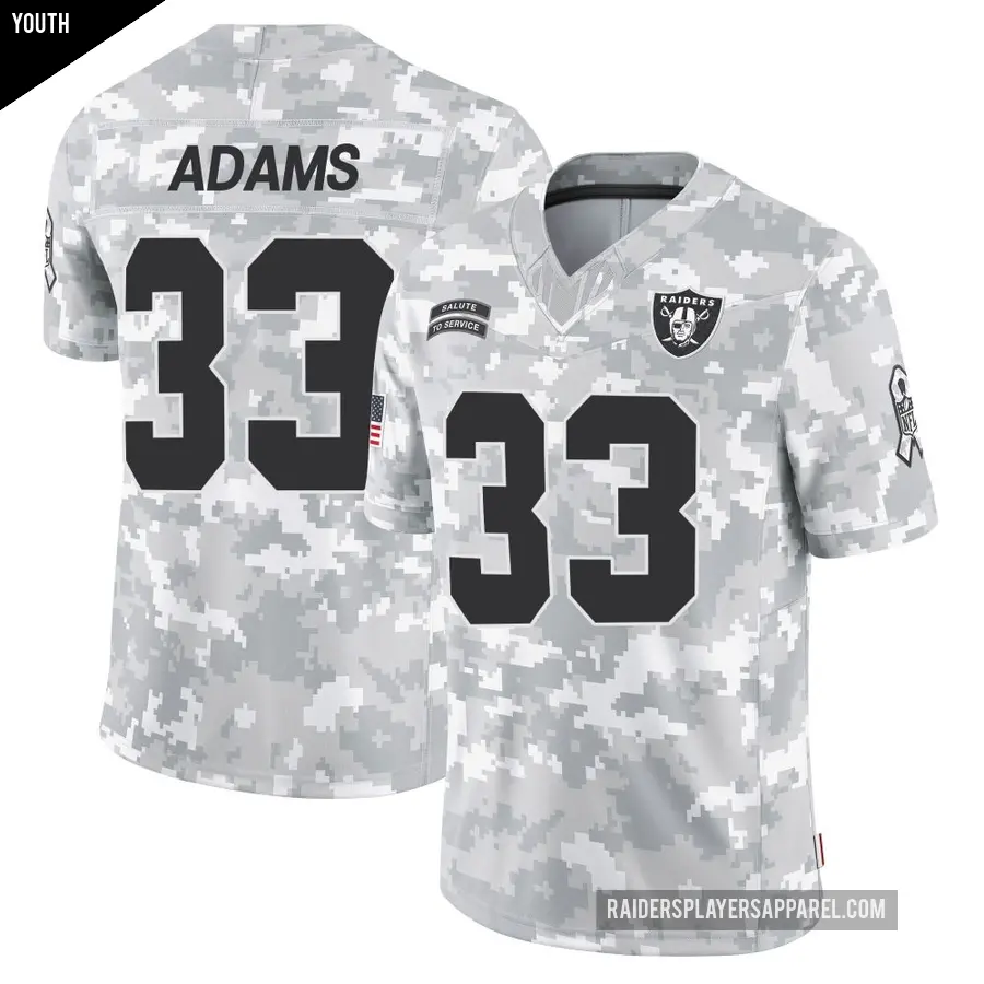 Youth Las Vegas Raiders ＃33 Jamal Adams Arctic Camo Limited 2024 Salute to Service Jersey