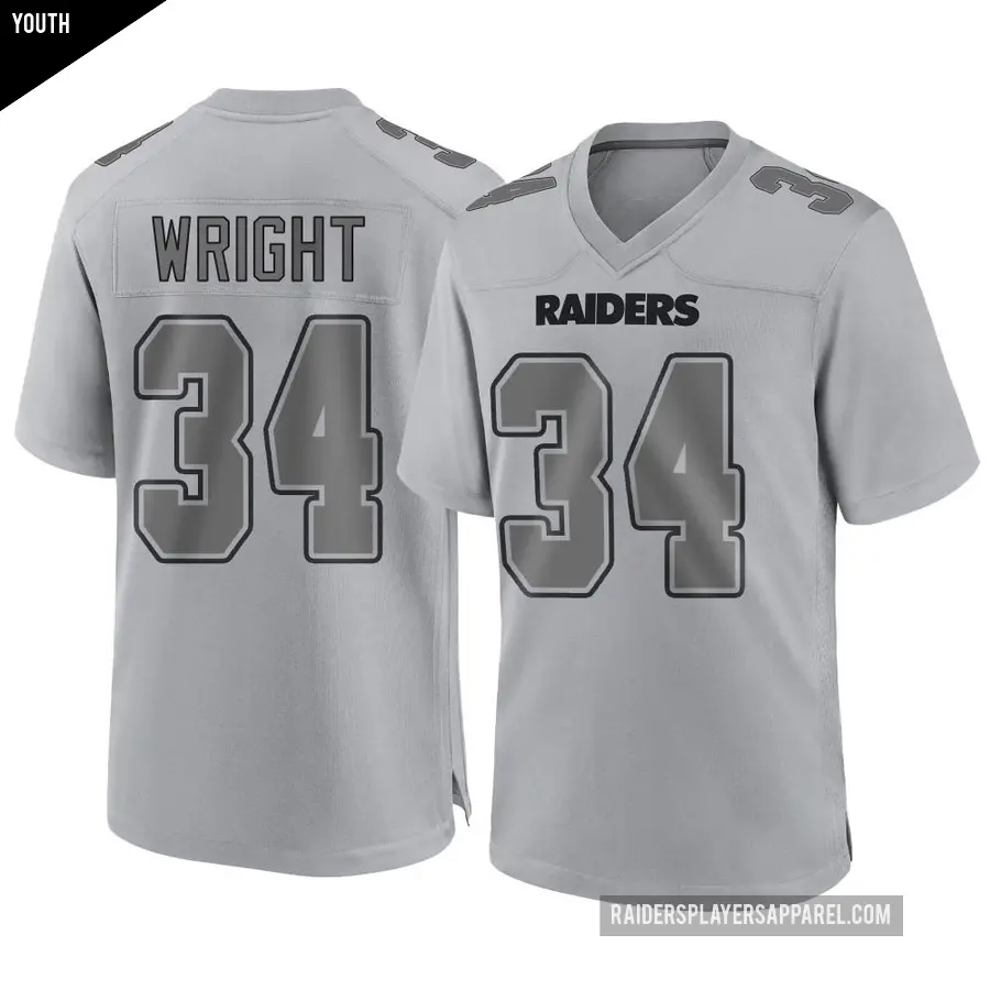 Youth Las Vegas Raiders ＃34 K.J. Wright Gray Game Atmosphere Fashion Jersey