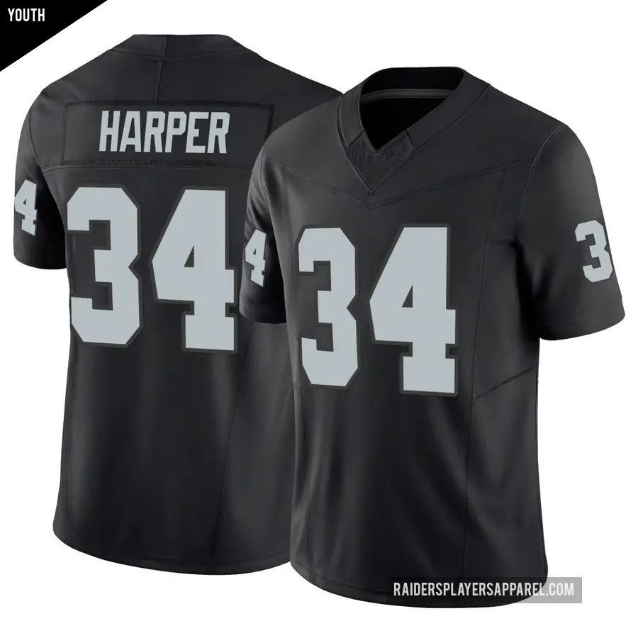 Youth Las Vegas Raiders ＃34 Thomas Harper Black Limited Vapor F.U.S.E. Jersey