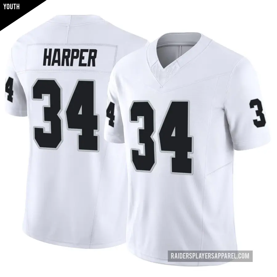 Youth Las Vegas Raiders ＃34 Thomas Harper White Limited Vapor F.U.S.E. Jersey