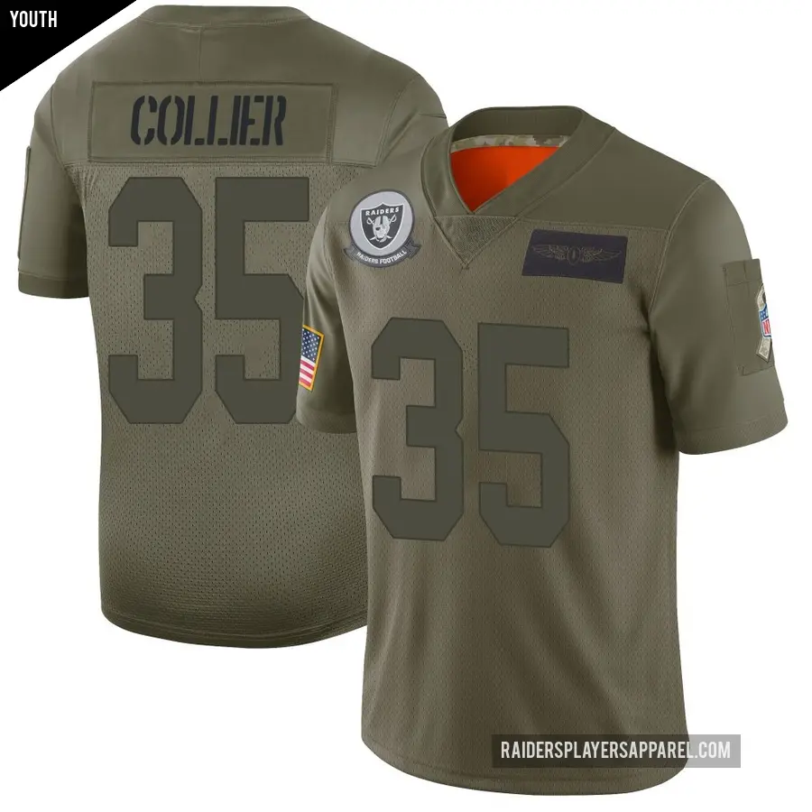 Youth Las Vegas Raiders ＃35 Chris Collier Camo Limited 2019 Salute to Service Jersey