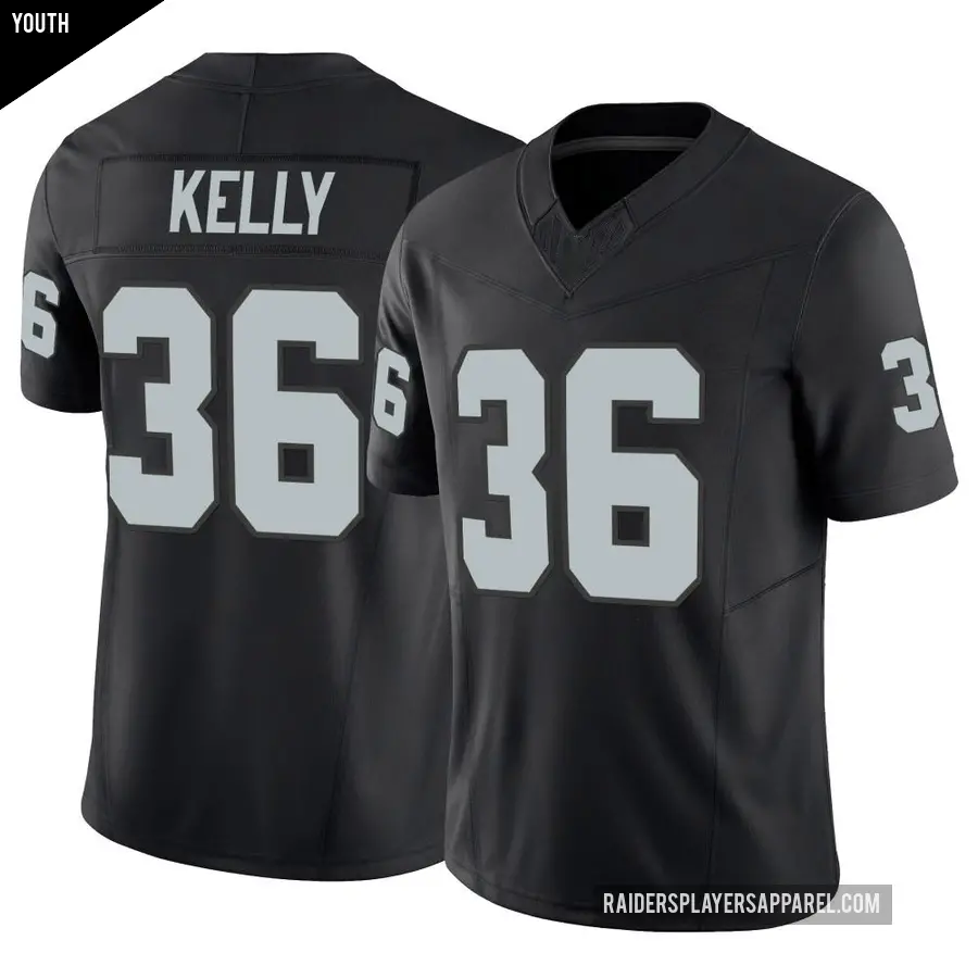 Youth Las Vegas Raiders ＃36 Kyu Blu Kelly Black Limited Vapor F.U.S.E. Jersey