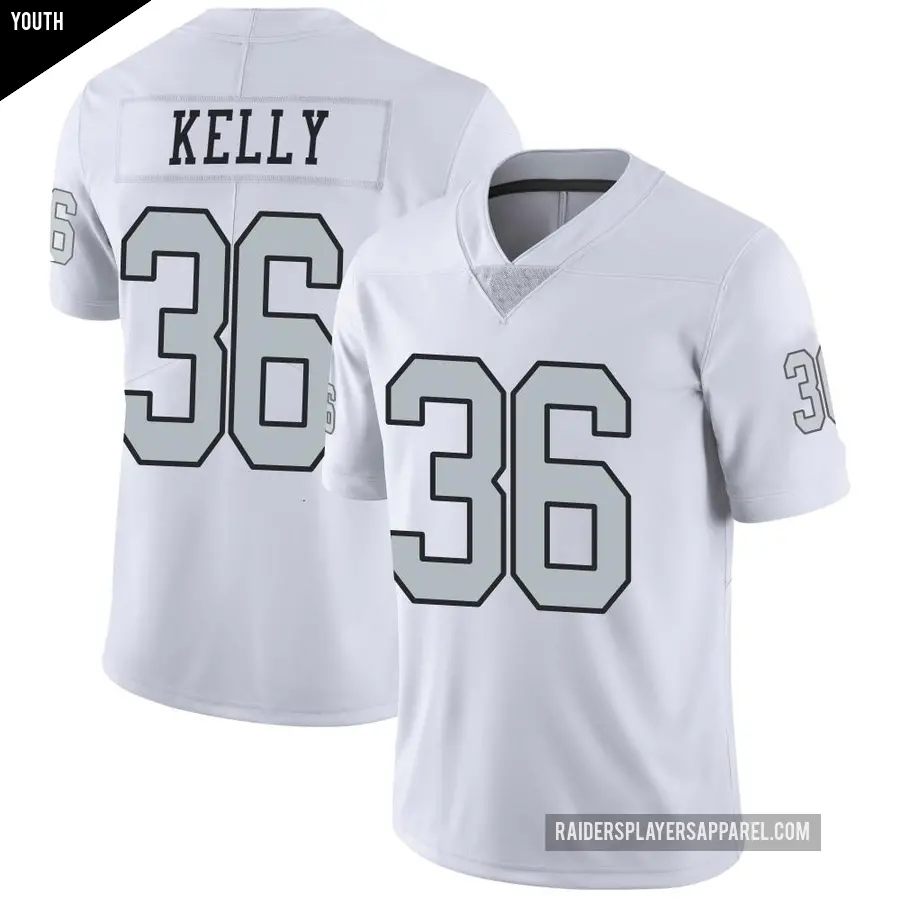 Youth Las Vegas Raiders ＃36 Kyu Blu Kelly White Limited Color Rush Jersey