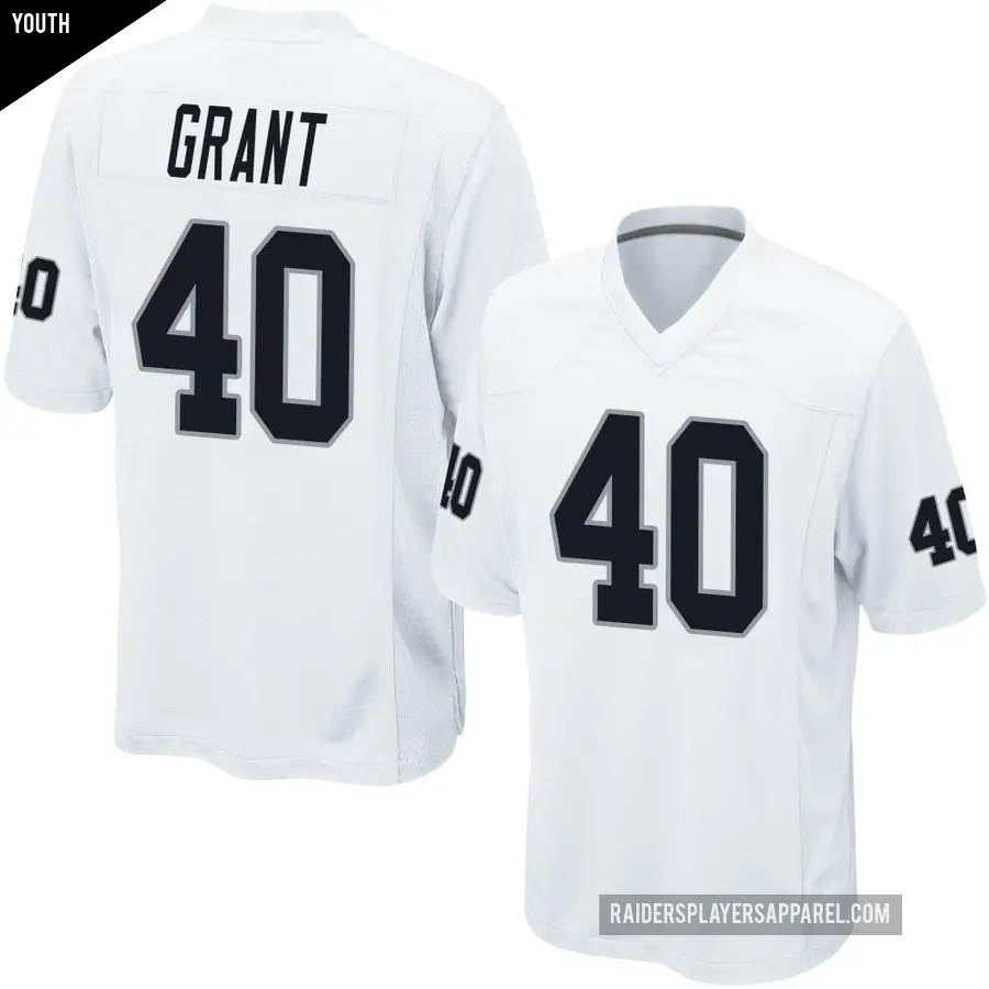 Youth Las Vegas Raiders ＃40 Jaydon Grant White Game Jersey