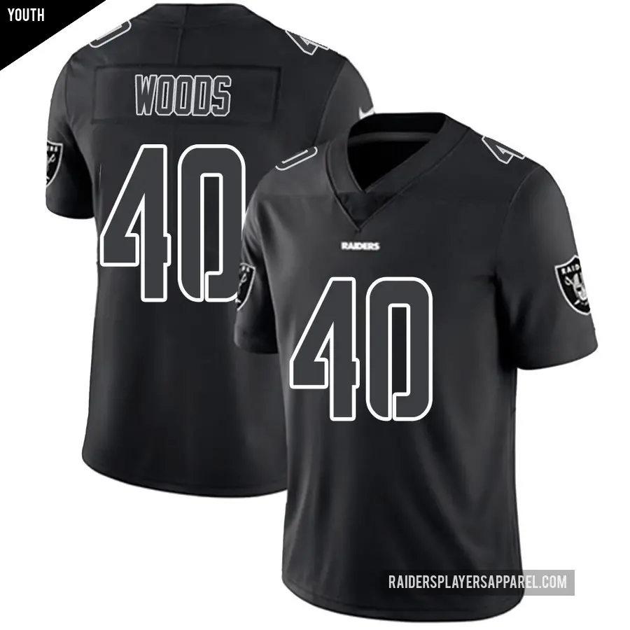 Youth Las Vegas Raiders ＃40 JT Woods Black Impact Limited Jersey