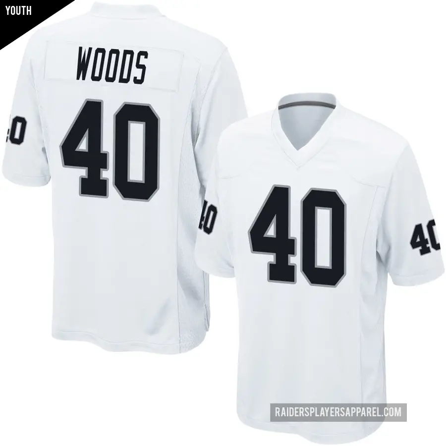 Youth Las Vegas Raiders ＃40 JT Woods White Game Jersey