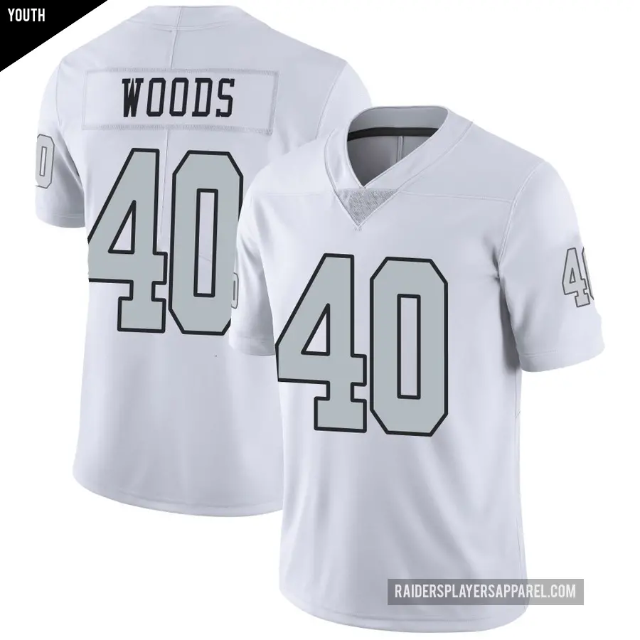 Youth Las Vegas Raiders ＃40 JT Woods White Limited Color Rush Jersey