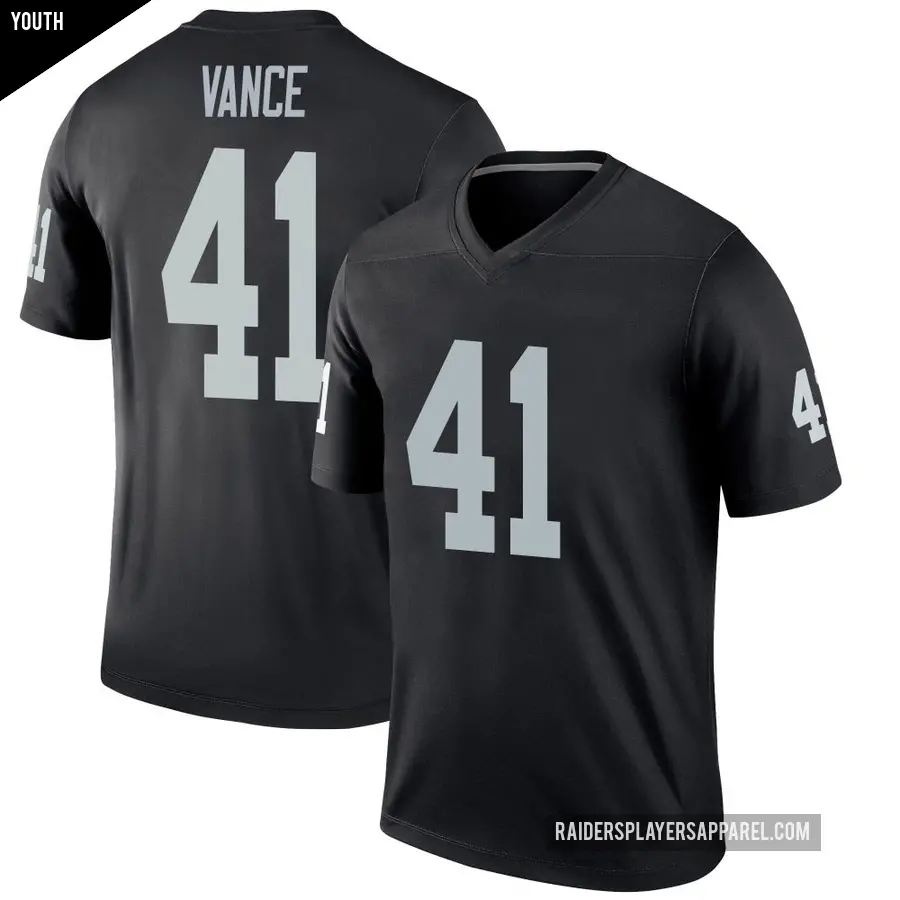 Youth Las Vegas Raiders ＃41 Greedy Vance Black Legend Jersey