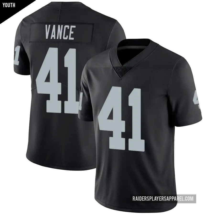 Youth Las Vegas Raiders ＃41 Greedy Vance Black Limited Team Color Vapor Untouchable Jersey