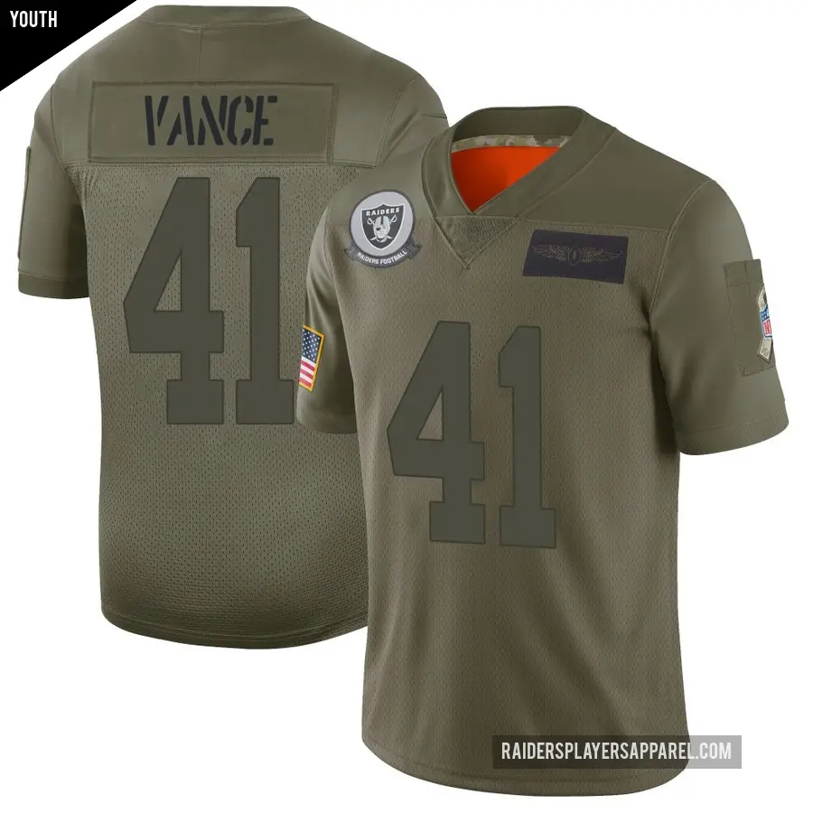 Youth Las Vegas Raiders ＃41 Greedy Vance Camo Limited 2019 Salute to Service Jersey