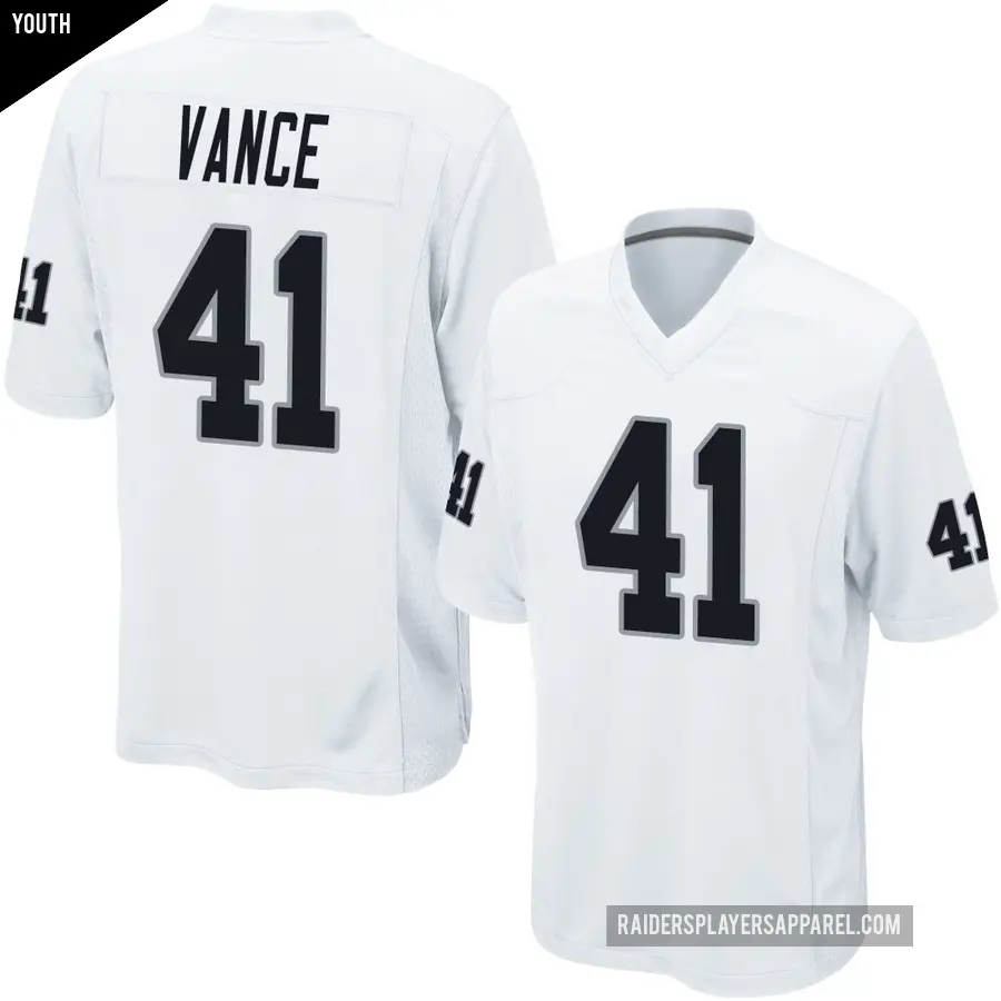 Youth Las Vegas Raiders ＃41 Greedy Vance White Game Jersey