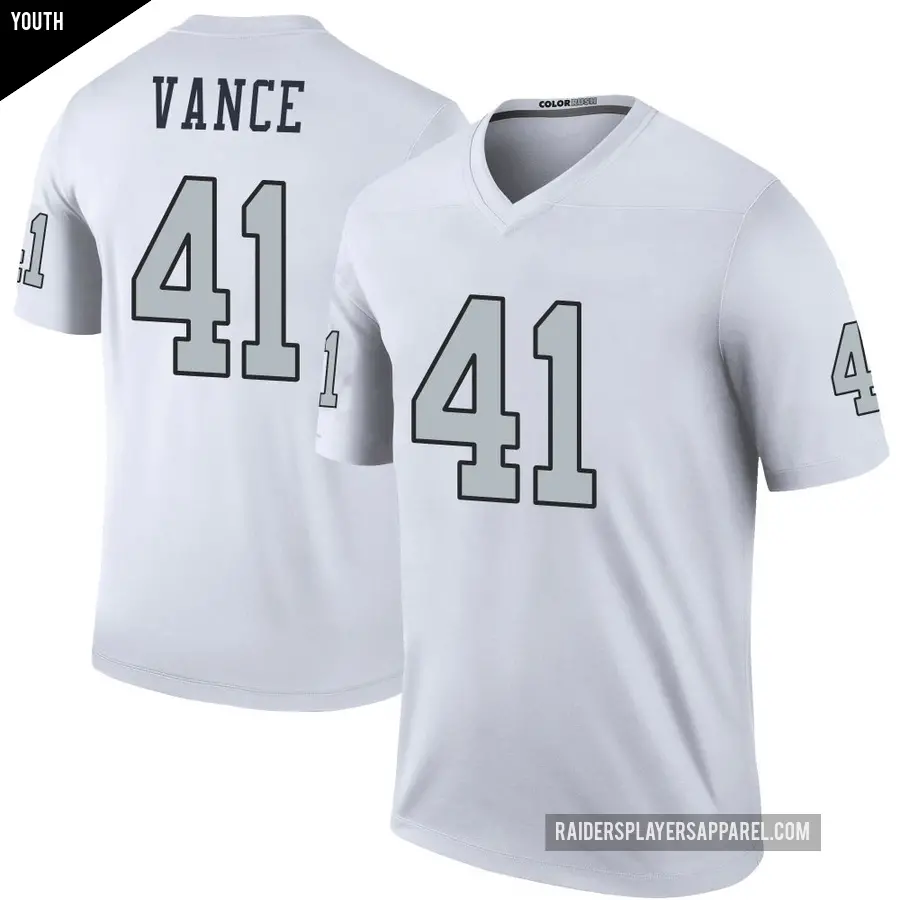 Youth Las Vegas Raiders ＃41 Greedy Vance White Legend Color Rush Jersey