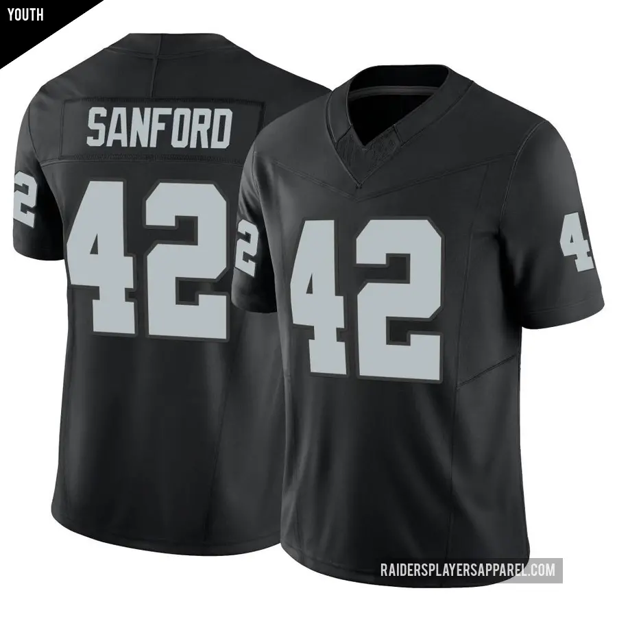 Youth Las Vegas Raiders ＃42 Phalen Sanford Black Limited Vapor F.U.S.E. Jersey