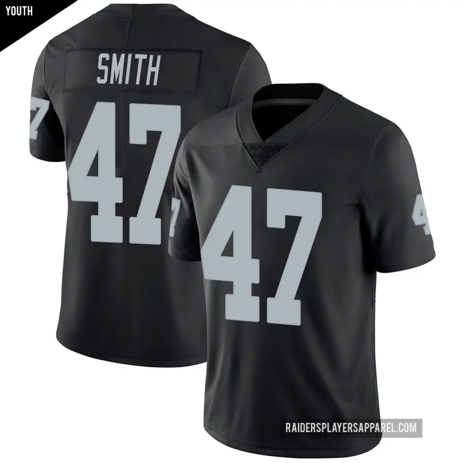 Youth Las Vegas Raiders ＃47 Brandon Smith Black Limited Team Color Vapor Untouchable Jersey