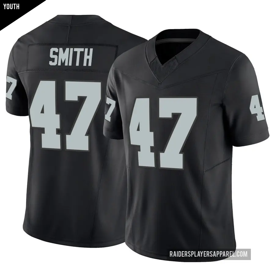 Youth Las Vegas Raiders ＃47 Brandon Smith Black Limited Vapor F.U.S.E. Jersey