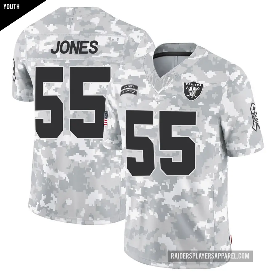 Youth Las Vegas Raiders ＃55 Chandler Jones Arctic Camo Limited 2024 Salute to Service Jersey