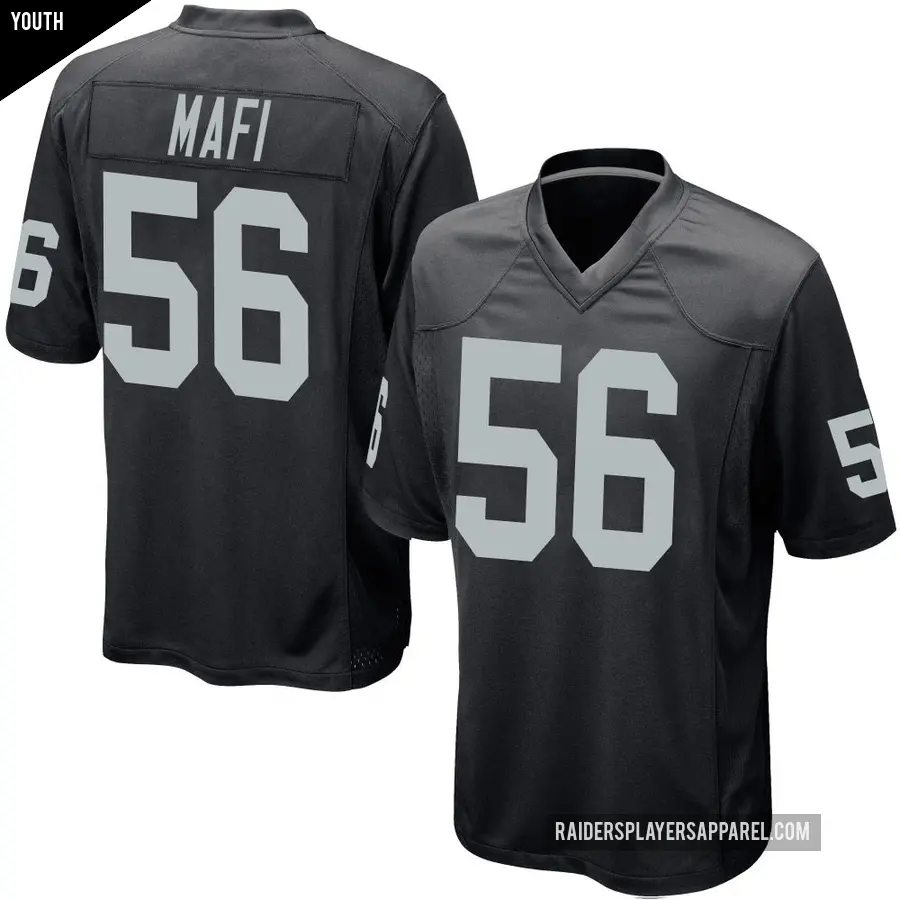 Youth Las Vegas Raiders ＃56 Atonio Mafi Black Game Team Color Jersey