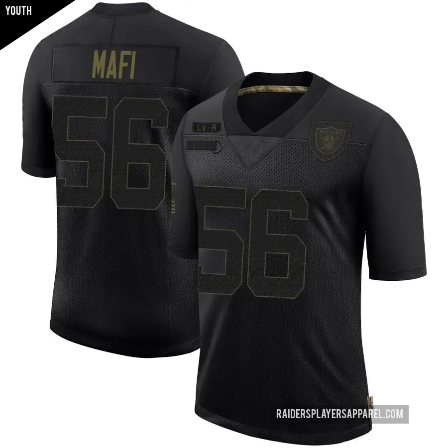 Youth Las Vegas Raiders ＃56 Atonio Mafi Black Limited 2020 Salute To Service Jersey